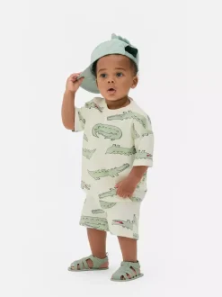Komplet z T-shirtem i szortami z motywem krokodyla