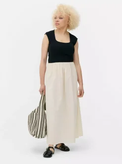 Kontrastowa sukienka dżersejowa midi 2 w 1