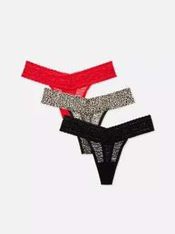 Koronkowe stringi bandeau, 3 pary