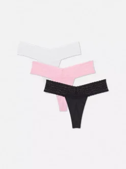 Koronkowe stringi typu bandeau, 3 pary