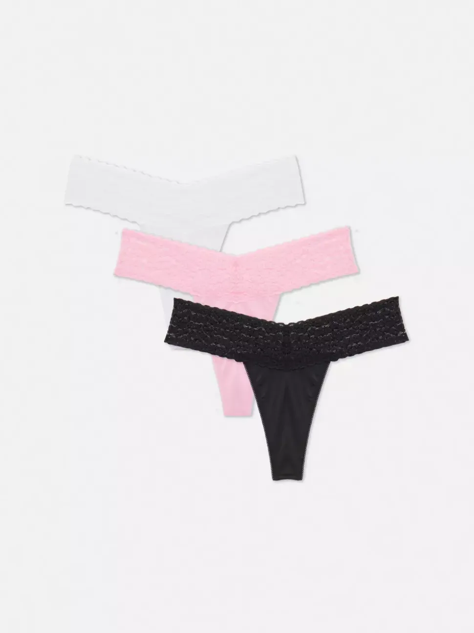 Koronkowe stringi typu bandeau, 3 pary