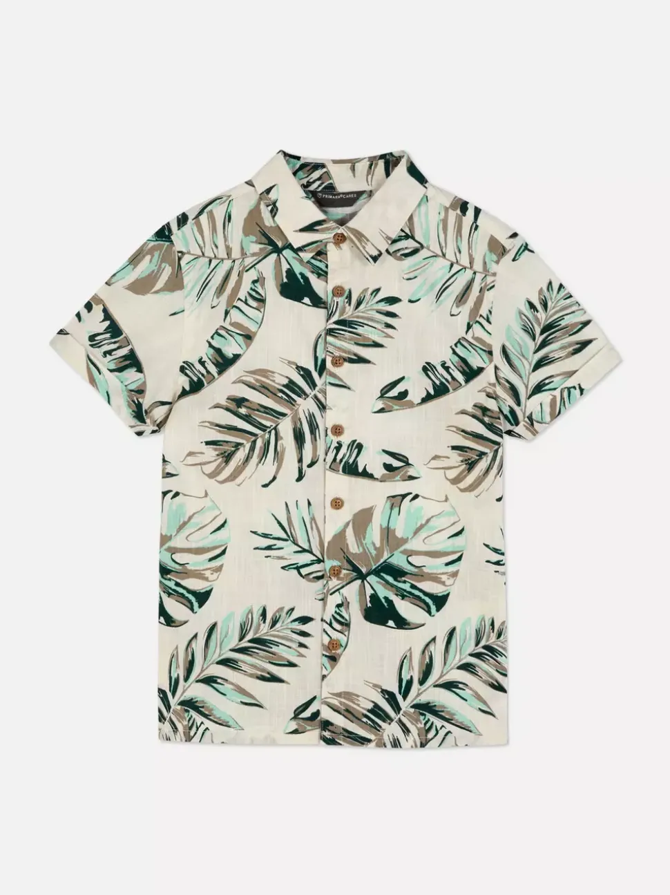 Koszula na guziki z krótkim rękawem we wzór w liście