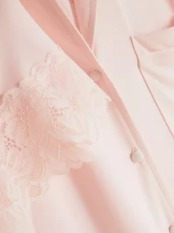 Koszula piżamowa z koronkowym wykończeniem