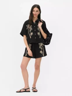 Koszula plażowa z motywem palmy