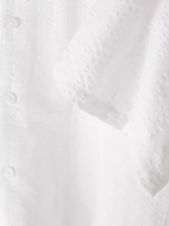 Koszula w paski z tkaniny seersucker, krótki rękaw