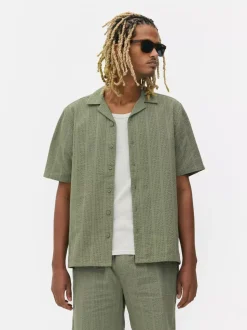 Koszula w paski z tkaniny seersucker, krótki rękaw