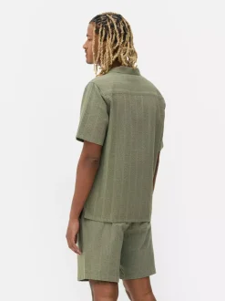 Koszula w paski z tkaniny seersucker, krótki rękaw