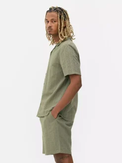 Koszula w paski z tkaniny seersucker, krótki rękaw