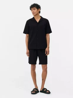 Koszula w paski z tkaniny seersucker, krótki rękaw