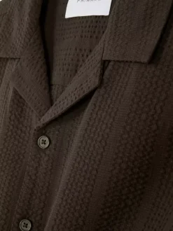 Koszula w paski z tkaniny seersucker, krótki rękaw