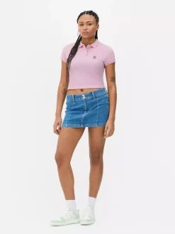 Koszulka polo z krótkim rękawem i haftowanym misiem