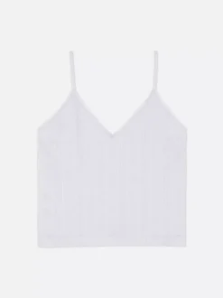 Krótka ażurowa koszulka na ramiączkach do spania