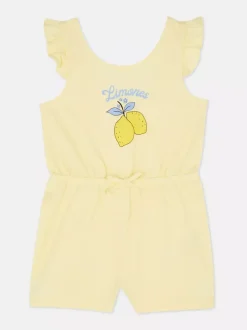 Krótki kombinezon w kwiaty z falbankami