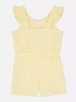 Krótki kombinezon w kwiaty z falbankami