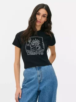 Krótki T-shirt ze Statuą Wolności Keitha Haringa