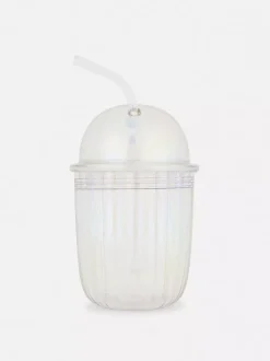 Kubek z wypukłą pokrywą i słomką