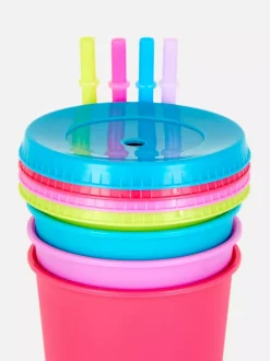 Kubki wielokrotnego użytku ze słomką, 4 szt.