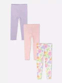 Legginsy z muszelkowym wykończeniem, 3 pary