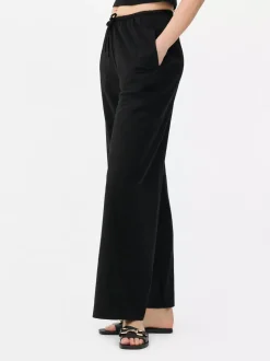 Legginsy z szeroką nogawką i sznurkiem w talii