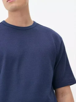 Luźny T-shirt z tkaniny seersucker