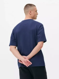 Luźny T-shirt z tkaniny seersucker