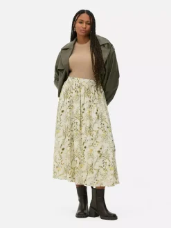 Marszczona spódnica maxi w kwiaty