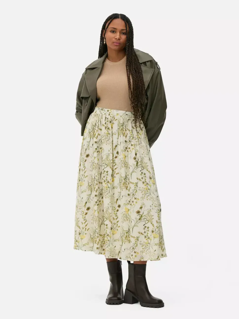 Marszczona spódnica maxi w kwiaty