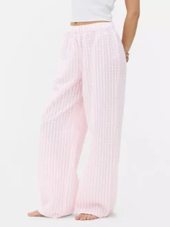 Marszczone spodnie od piżamy z szerokimi nogawkami