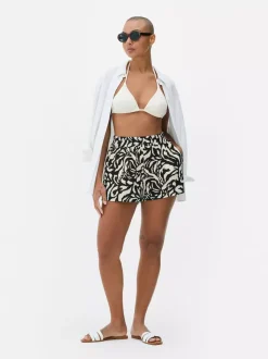 Marszczone szorty z nadrukiem