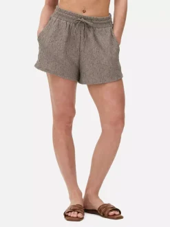 Marszczone szorty z wysokim stanem