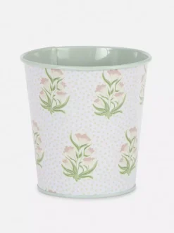 Metalowa doniczka z nadrukiem