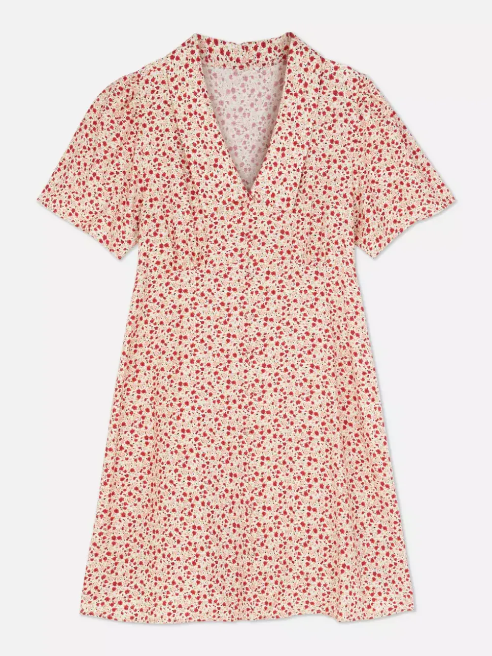 Minisukienka popołudniowa z kołnierzykiem na guzik