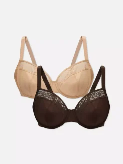 Nieusztywniane siateczkowe biustonosze D–H, 2 pary