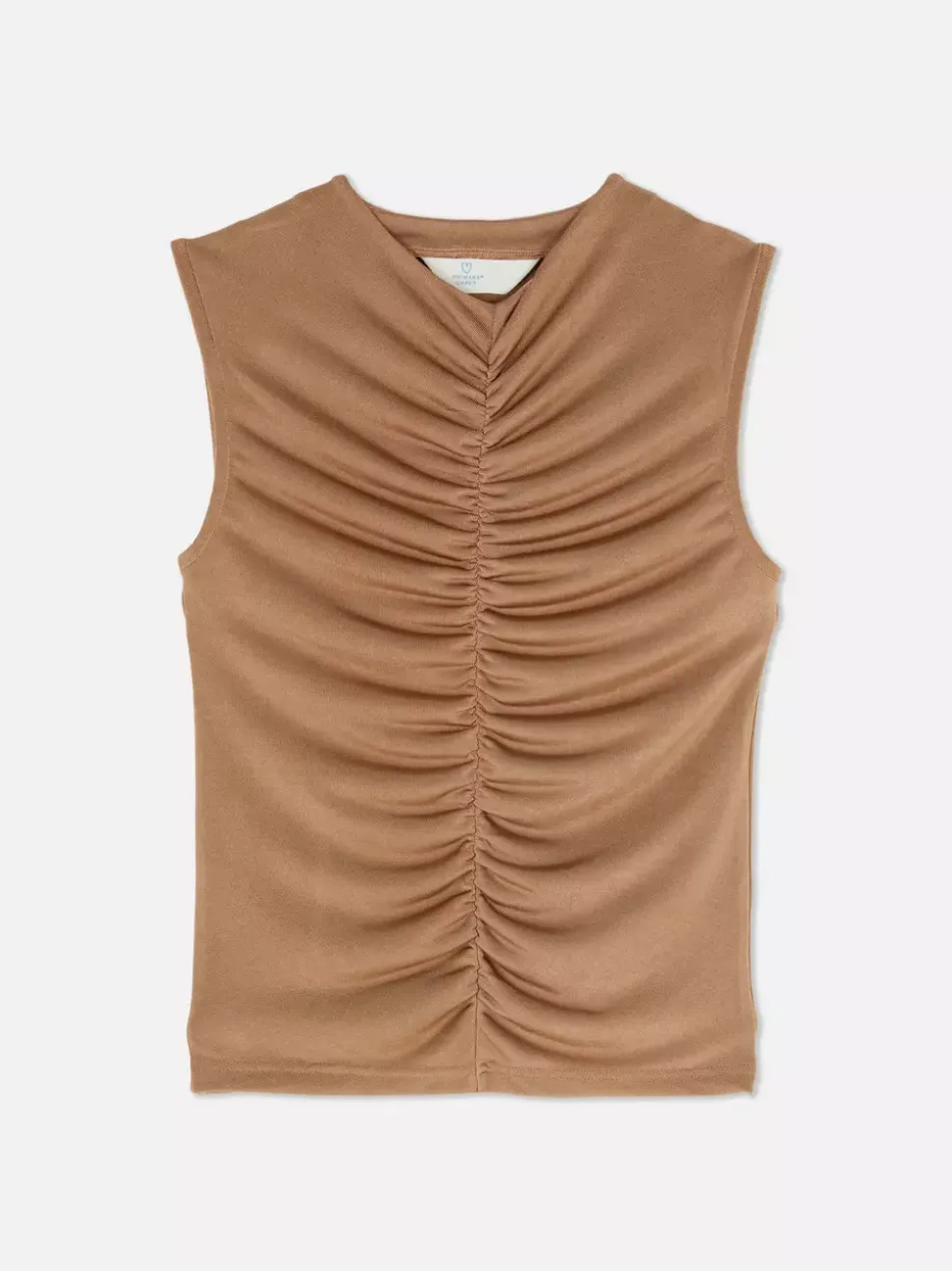 Obcisła koszulka bez rękawów z marszczeniami