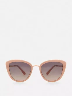 Okulary przeciwsłoneczne w kształcie kociego oka z metalicznym wykończeniem