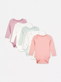 Pajacyki na długi rękaw z różnymi wzorami, 5 szt.