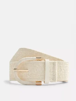 Pasek z rafii z metalicznymi detalami