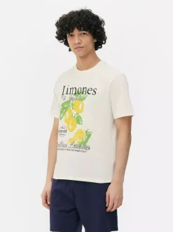 Piżama z szortami i nadrukiem z motywem cytryn