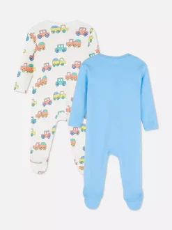 Śpioszki na suwak ze wzorem w samochodziki, 2 szt.