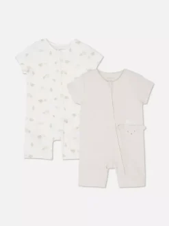 Śpioszki z krótkim rękawem na suwak, 2 szt.