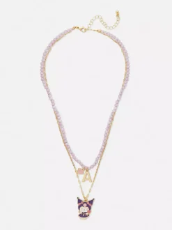 Podwójny naszyjnik z inicjałem, Kuromi z Hello Kitty