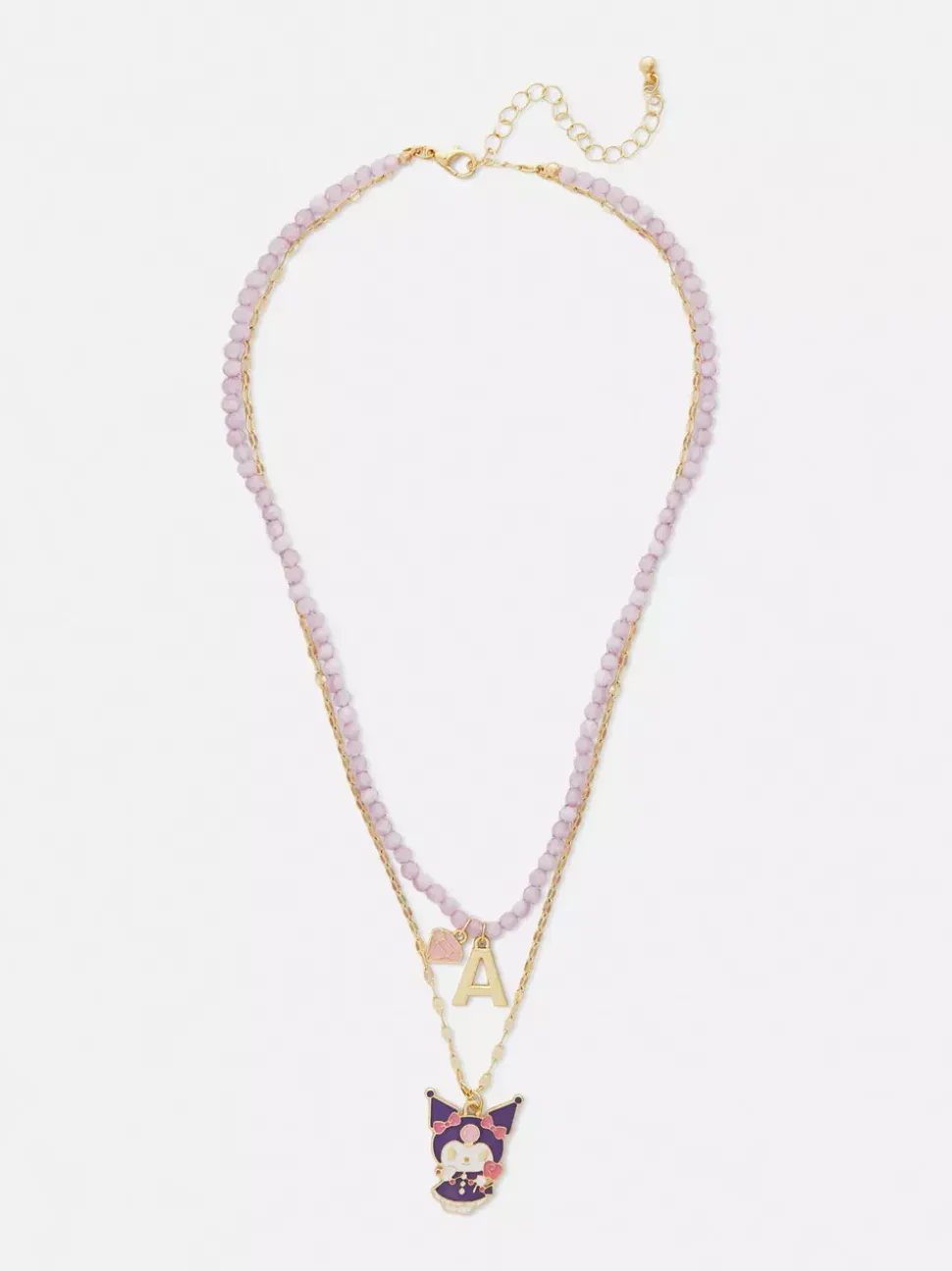 Podwójny naszyjnik z inicjałem, Kuromi z Hello Kitty