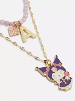 Podwójny naszyjnik z inicjałem, Kuromi z Hello Kitty