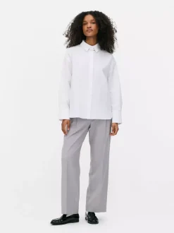 Popelinowa koszula z długim rękawem