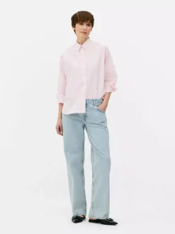 Popelinowa koszula z długim rękawem