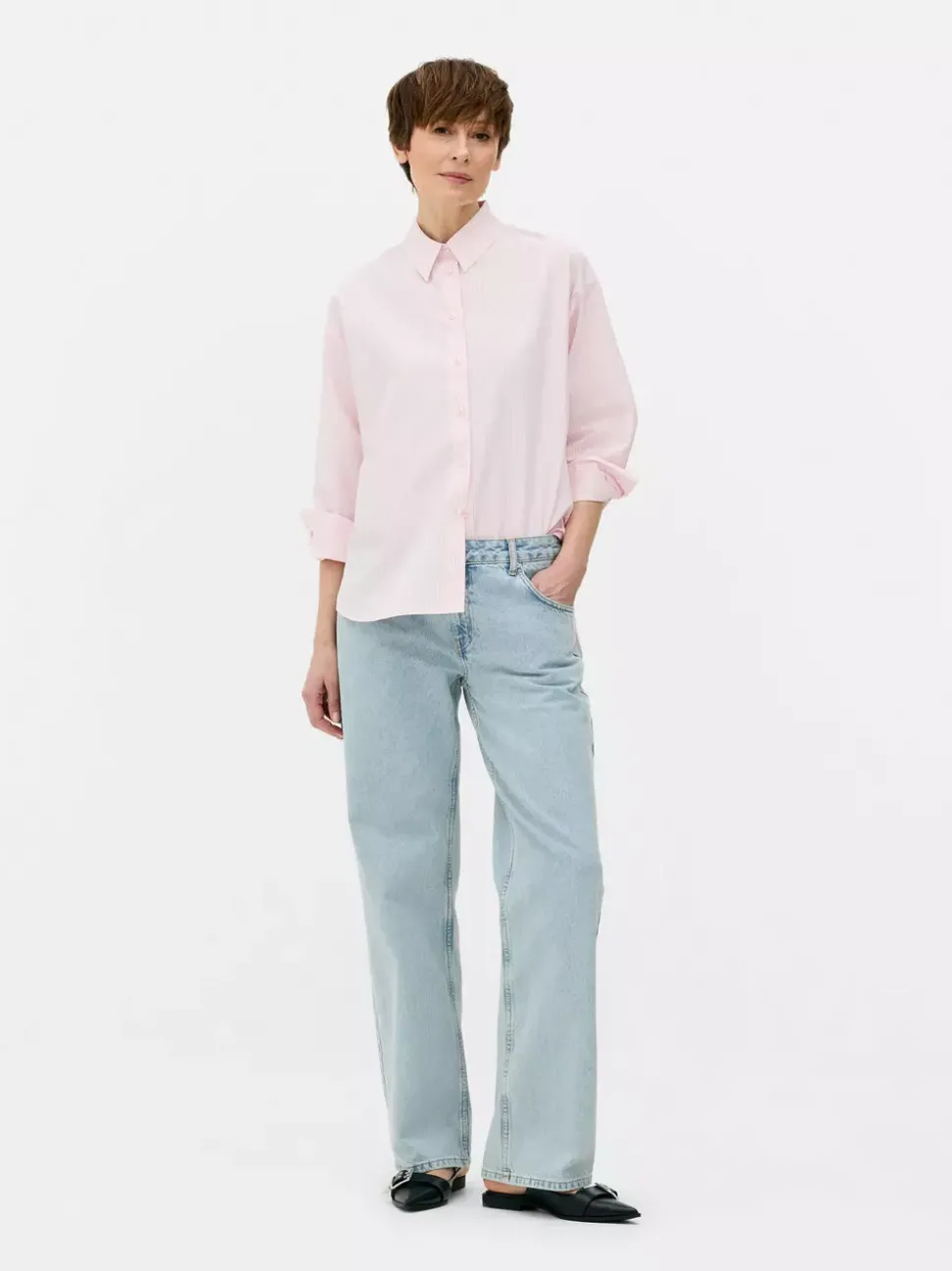 Popelinowa koszula z długim rękawem