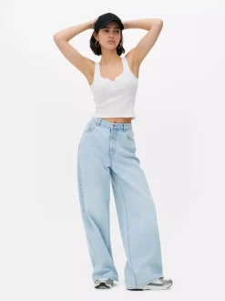 Prążkowana koszulka bez rękawów typu henley