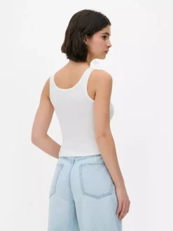 Prążkowana koszulka bez rękawów typu henley