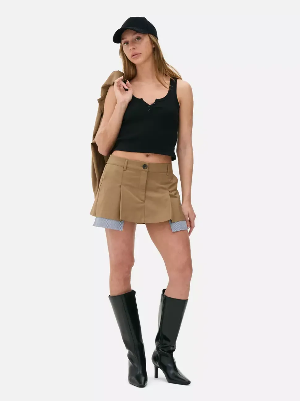 Prążkowana koszulka bez rękawów typu henley