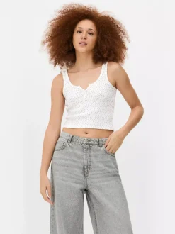 Prążkowana koszulka bez rękawów typu henley